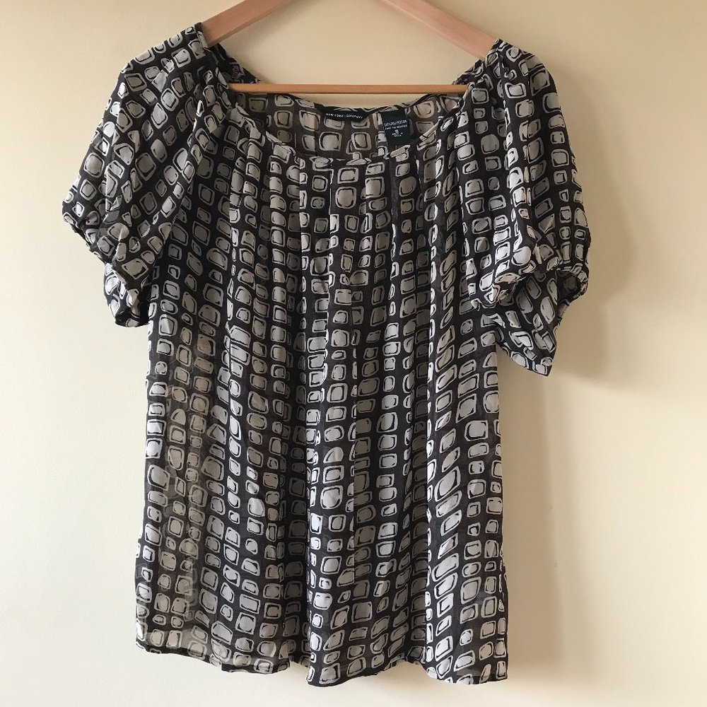 New York & Company Women's Top Semi-Sheer Tunic Blouse, Blown, Size S